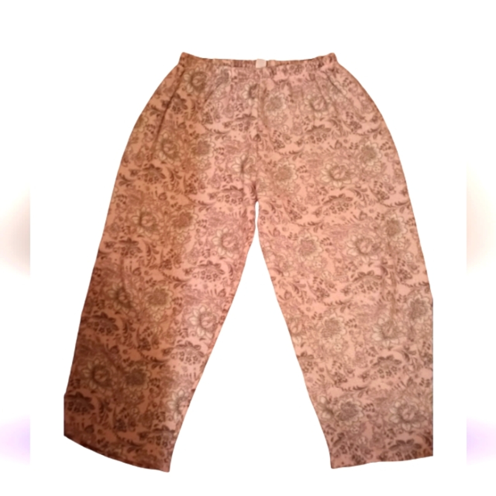 Women's Fleece PJ Bottoms Light Pink & Gray Floral